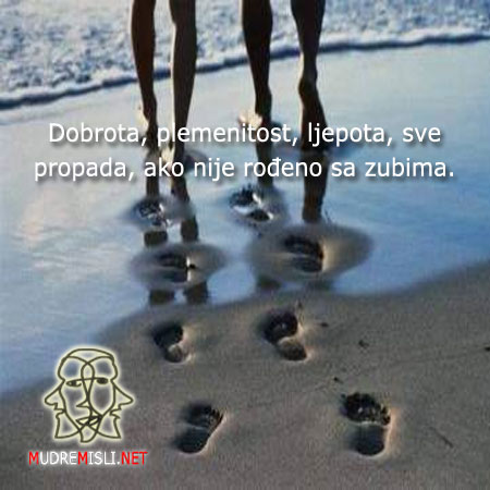 Dobrota, plemenitost, ljepota, sve propada, ako nije rođeno sa zubima.